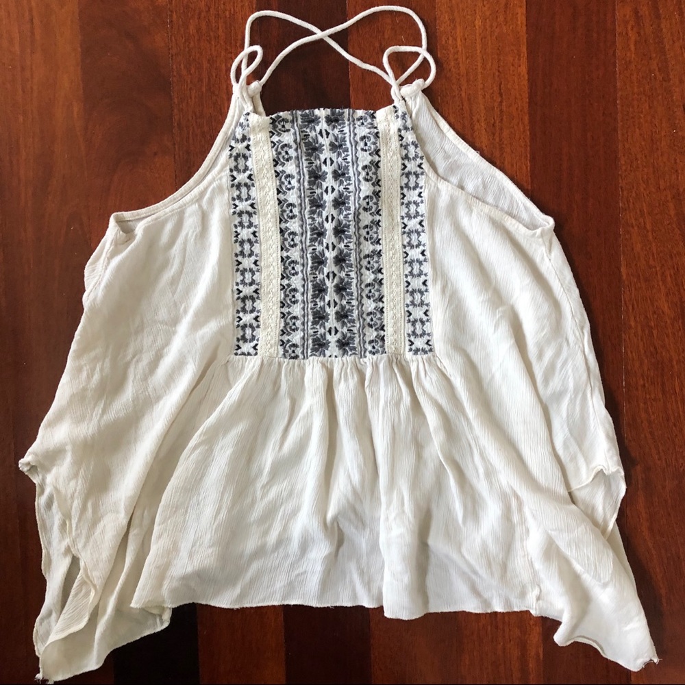 A&F Embroidered Flowy Tank Top Sz XS